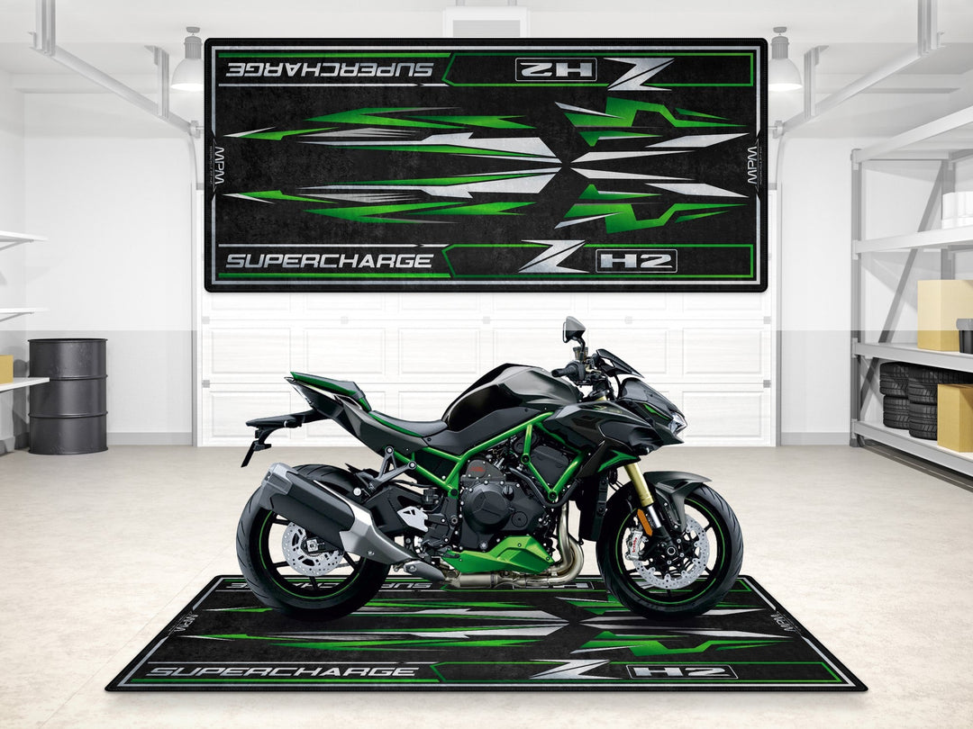 Kawasaki Z H2 Halısı Metallic Matte Graphensteel Gray – gri yeşil için üretilmiş motosiklet paspası
