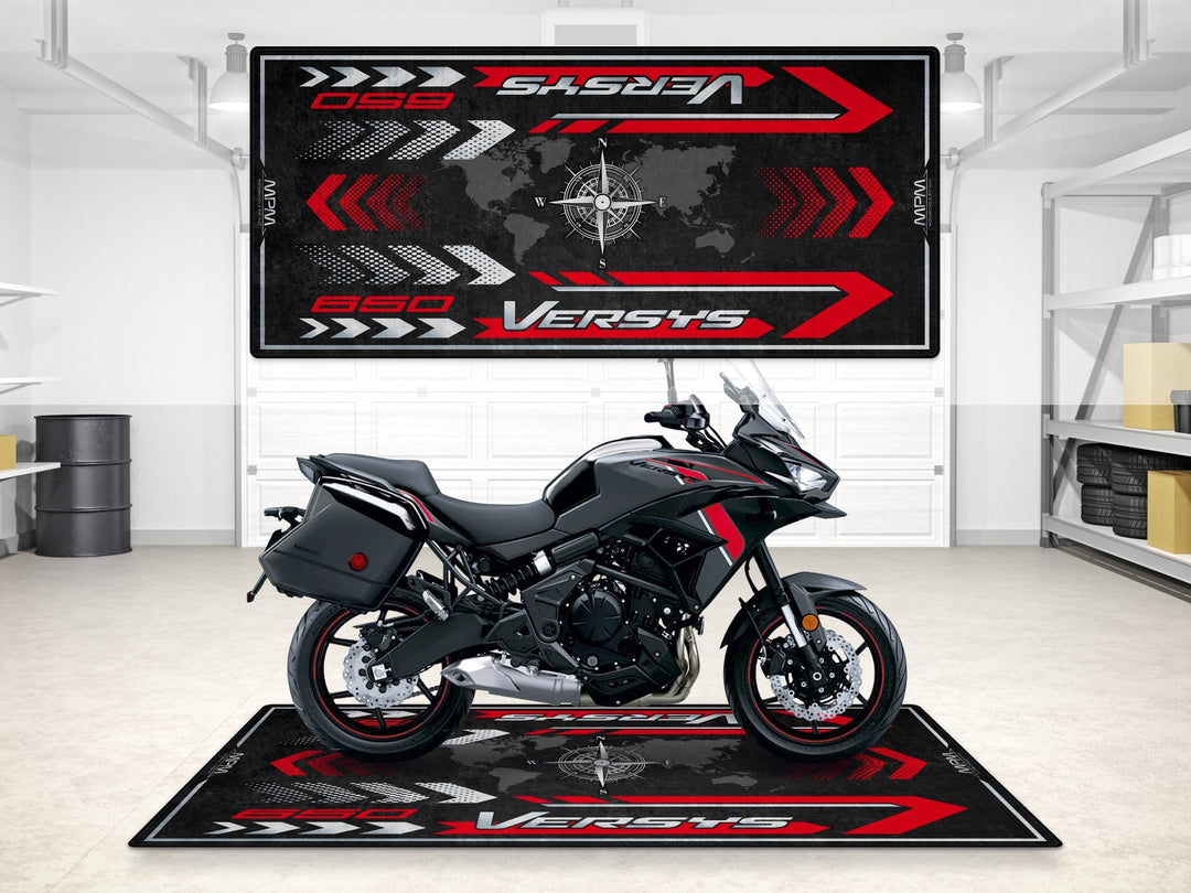 Kawasaki Versys 650 Halısı Metallic Matte Dark Gray – gri siyah için üretilmiş motosiklet paspası
