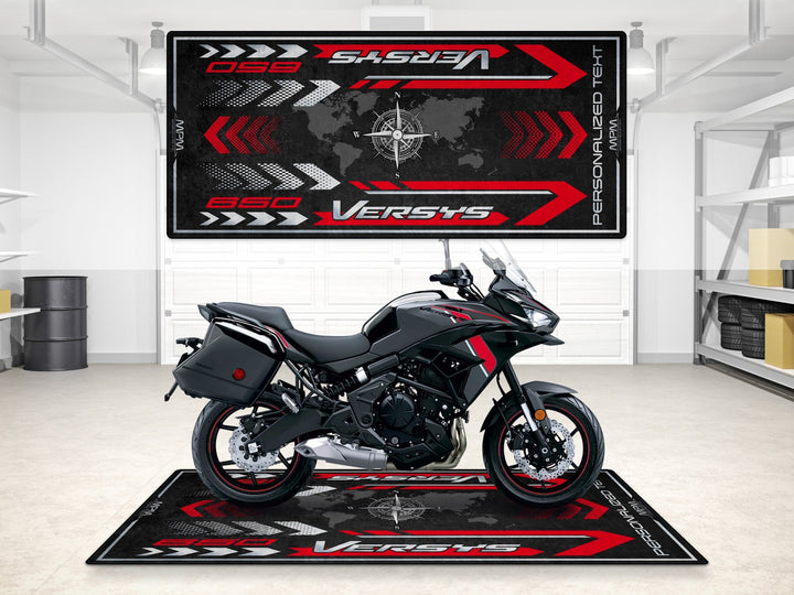 Kawasaki Versys 650 showroom halısı, pist hazırlığı ve yarış pisti için dayanıklı motosiklet matı
