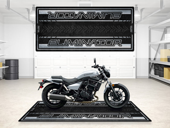 Kawasaki Eliminator Halısı Pearl Robotic White – beyaz gri için özel motosiklet garaj paspası
