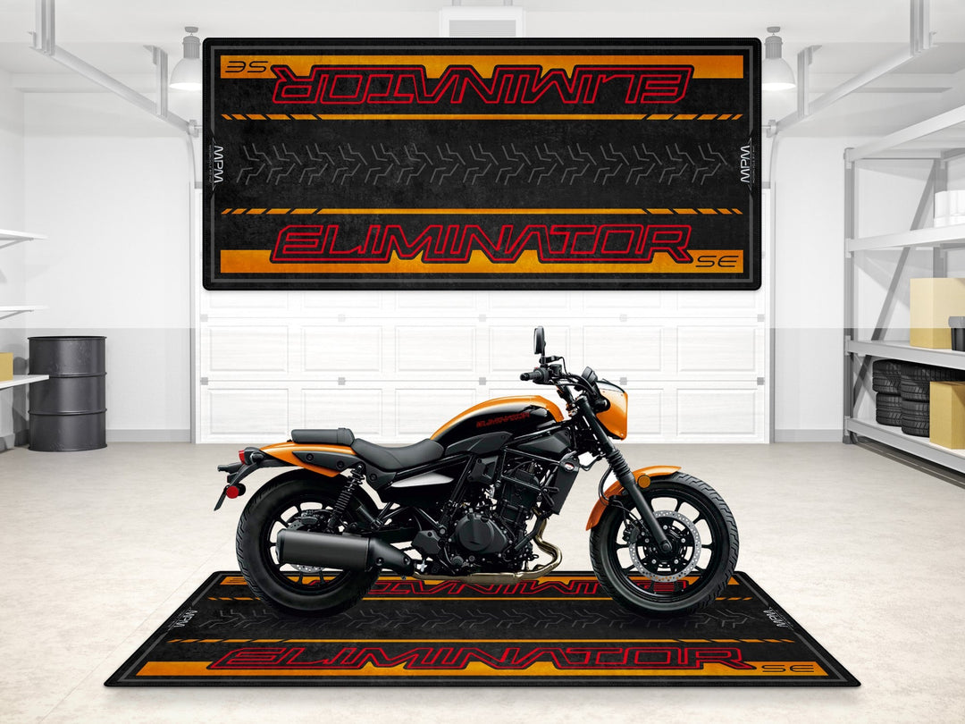 Kawasaki Eliminator SE Halısı Candy Steel Furnace Orange – turuncu cruiser motosiklet garaj paspası
