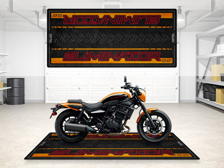 Kawasaki Eliminator SE Halısı Candy Steel Furnace Orange – turuncu cruiser motosiklet garaj paspası
