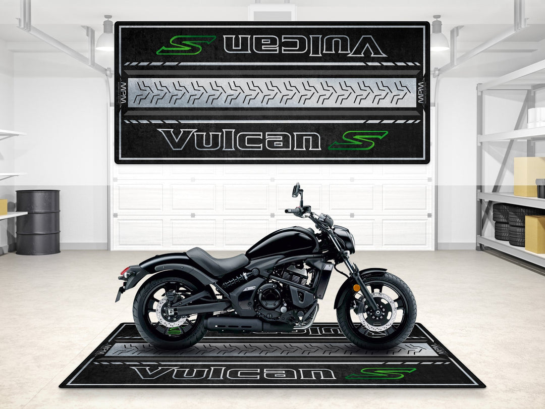 Kawasaki Vulcan S Halısı Metallic Flat Spark Black – cruiser motosiklet garaj paspası
