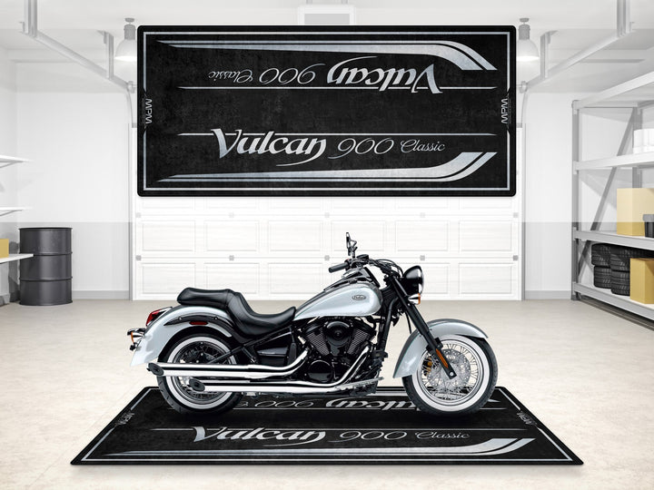 Kawasaki Vulcan 900 Classic Halısı Pearl Storm Gray – cruiser motosiklet garaj paspası
