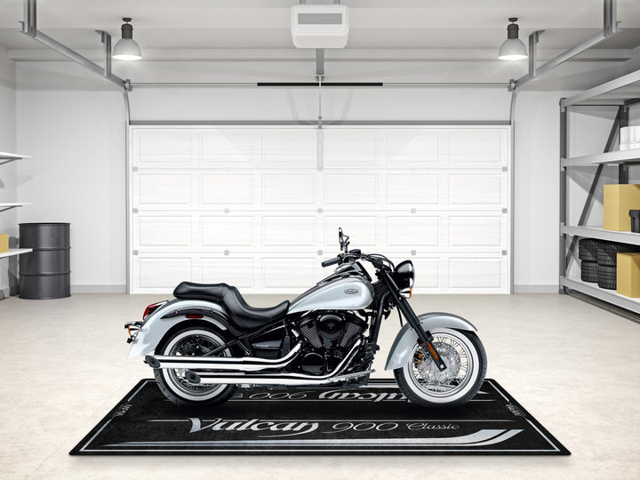 Kawasaki Vulcan 900 Classic motosiklet halısı – özel cruiser tasarımı garaj paspası
