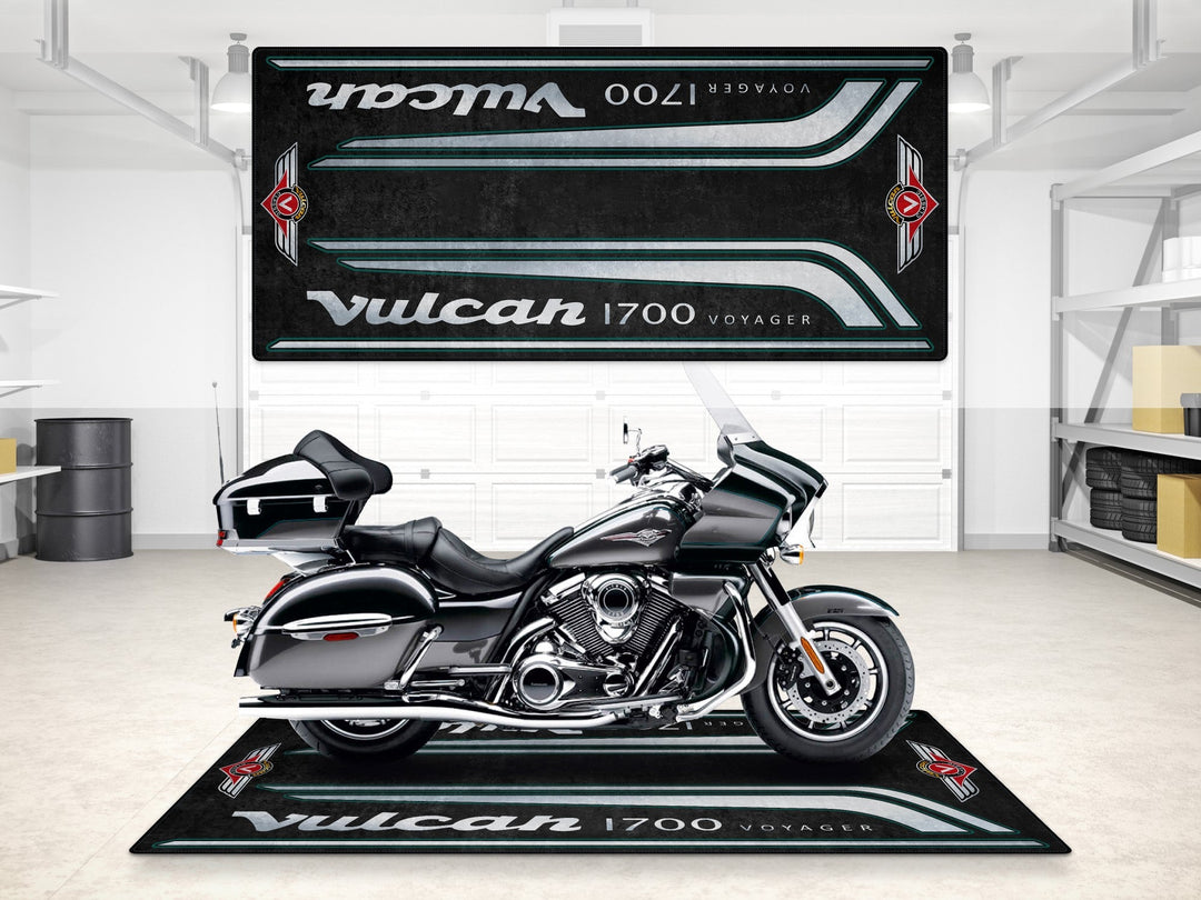 Kawasaki Vulcan 1700 Voyager Halısı – touring cruiser motosiklet garaj paspası ve zemin koruma
