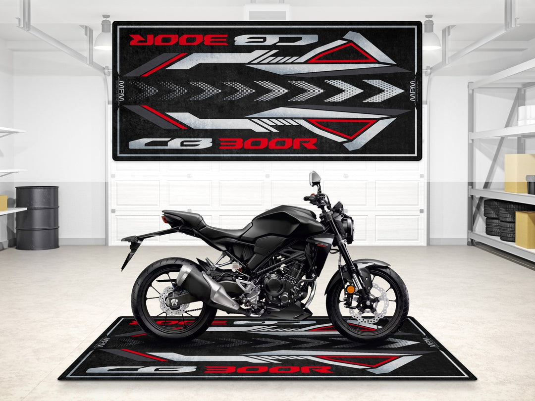 Honda CB300R Halısı Matte Black Metallic – mat siyah için üretilmiş motosiklet paspası
