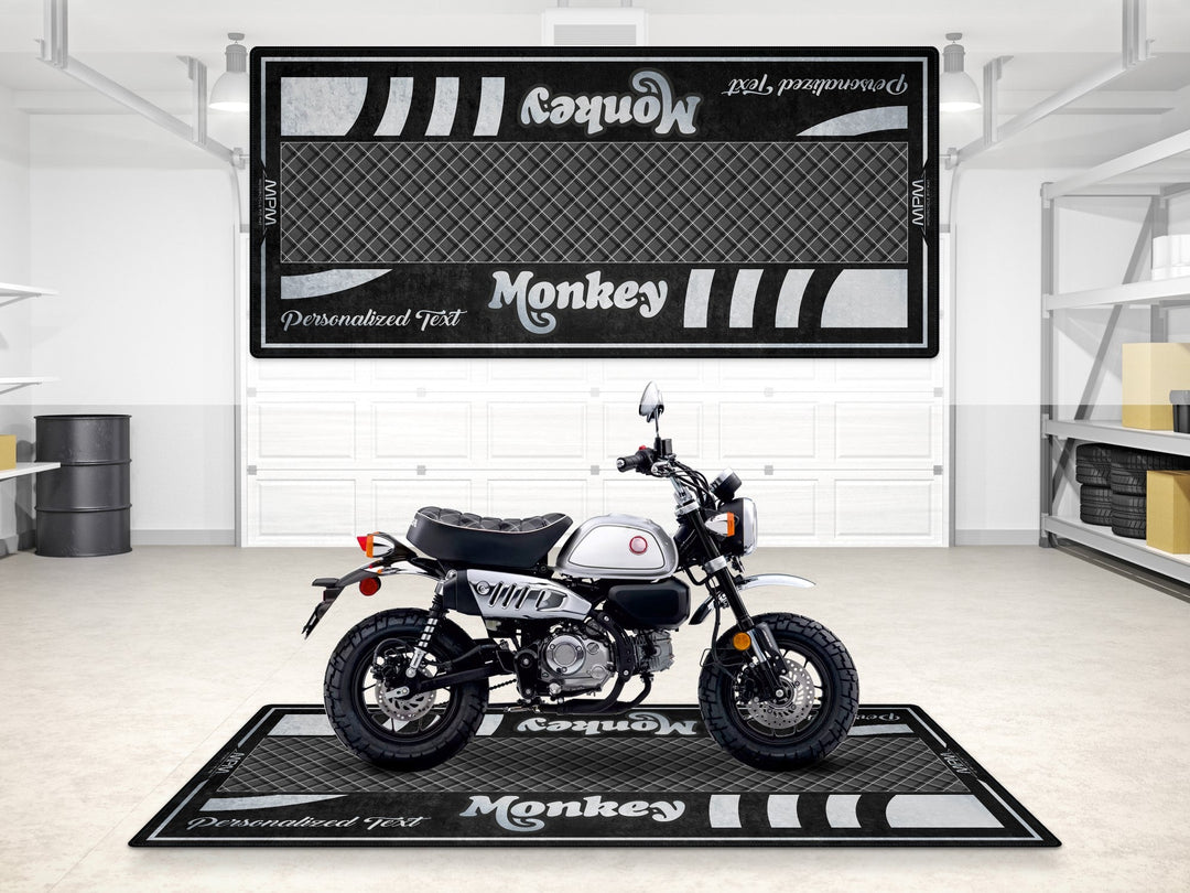 Honda monkey pearl black kişiye özel pit matı, showroom halısı ve motorcu hediye seçeneği

