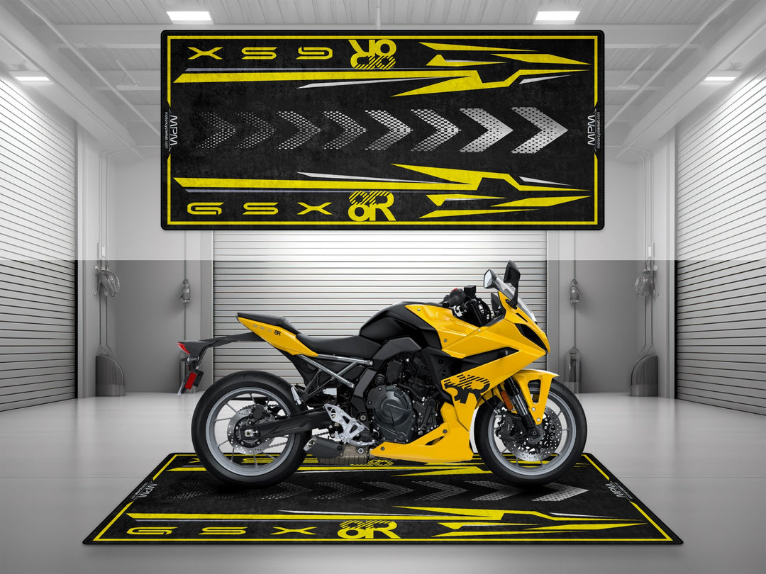 Suzuki GSX-8R Halısı – motosiklet paspası olarak garaj ve park alanı için üretildi


