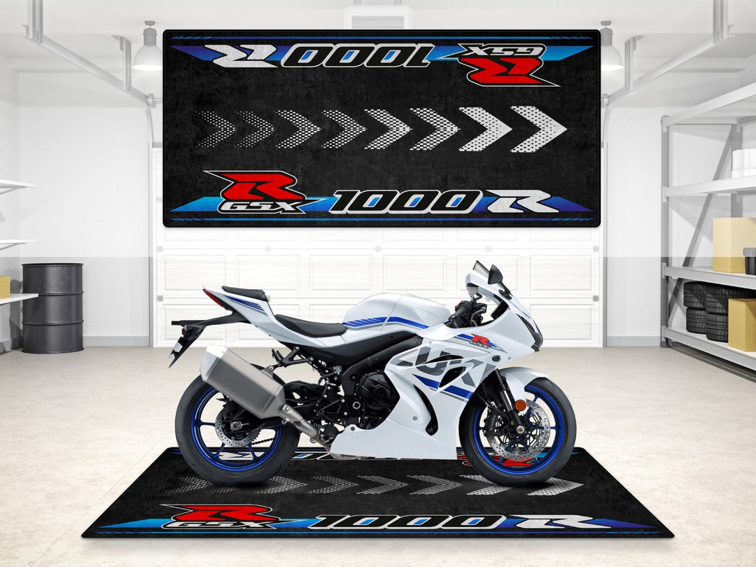 Suzuki GSX-R1000 HALISI – motosiklet garaj paspası ve pit matı
