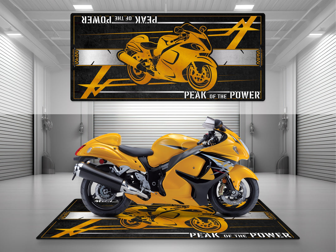 Suzuki Hayabusa Halısı – motosiklet paspası olarak garaj ve park alanı için üretildi
