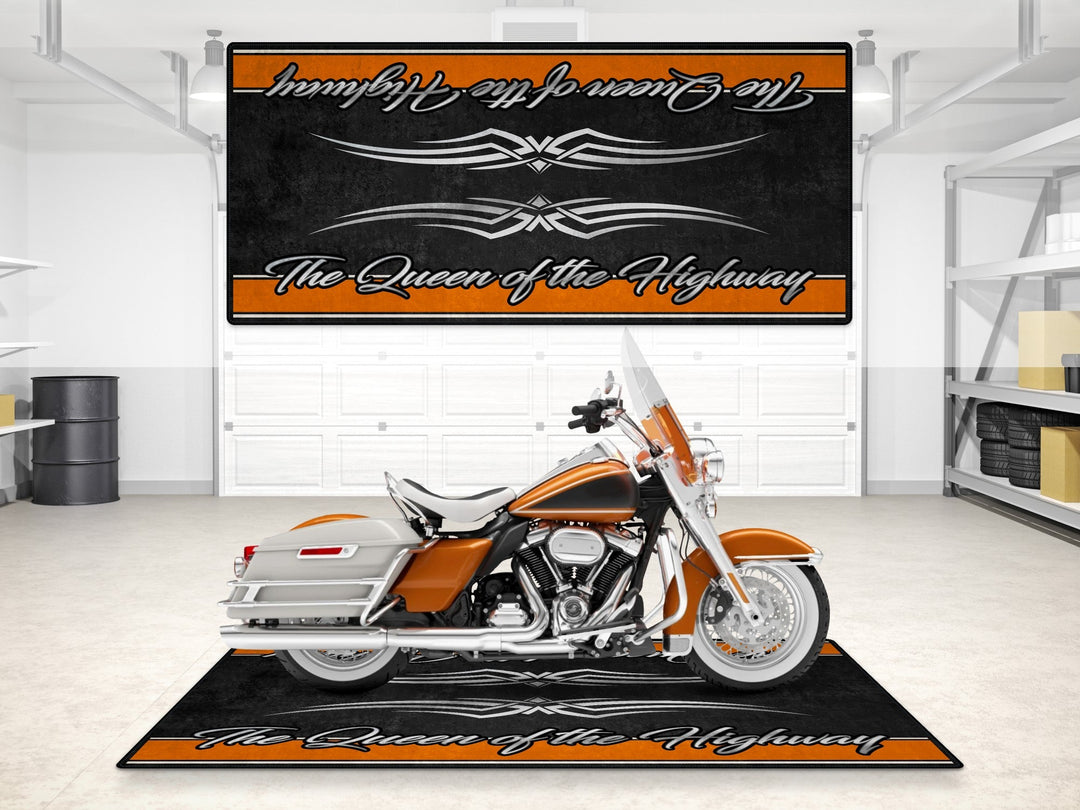 Harley Davidson Electra Glide Halısı Turuncu Beyaz – turuncu beyaz için üretilmiş motosiklet halısı
