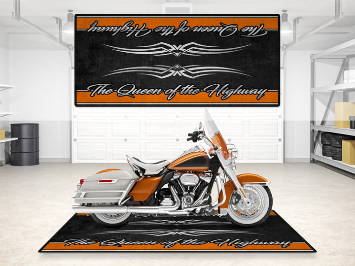 Harley Davidson Electra Glide Halısı Turuncu Beyaz – turuncu beyaz için üretilmiş motosiklet halısı
