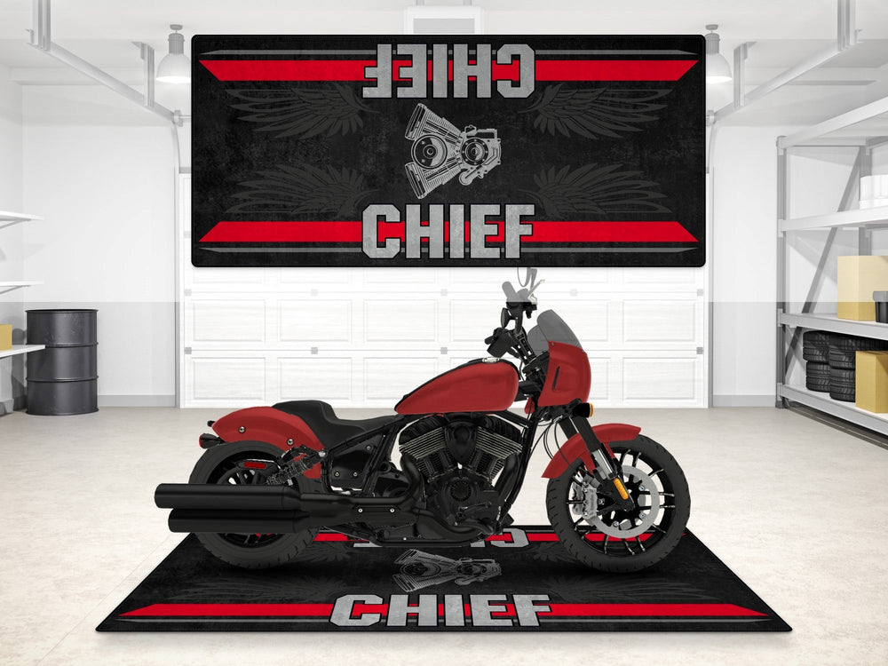 Indian Sport Chief Halısı Ruby Smoke – kırmızı için üretilmiş motosiklet halısı
