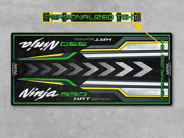 Kawasaki Ninja 650 KRT Edition showroom pit mat – Lime Green/Ebony/White halı
