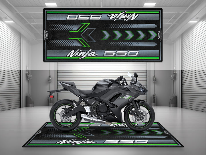 Kawasaki Ninja 650 Halısı – Metallic Spark Black siyah model için özel motosiklet paspası
