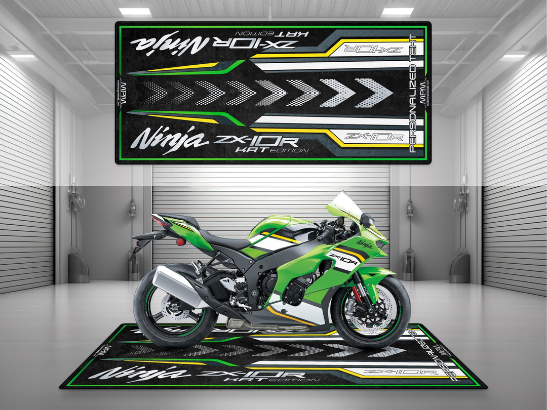 Ninja ZX10R KRT showroom halısı, pist hazırlığı ve yarış pisti için dayanıklı motosiklet matı
