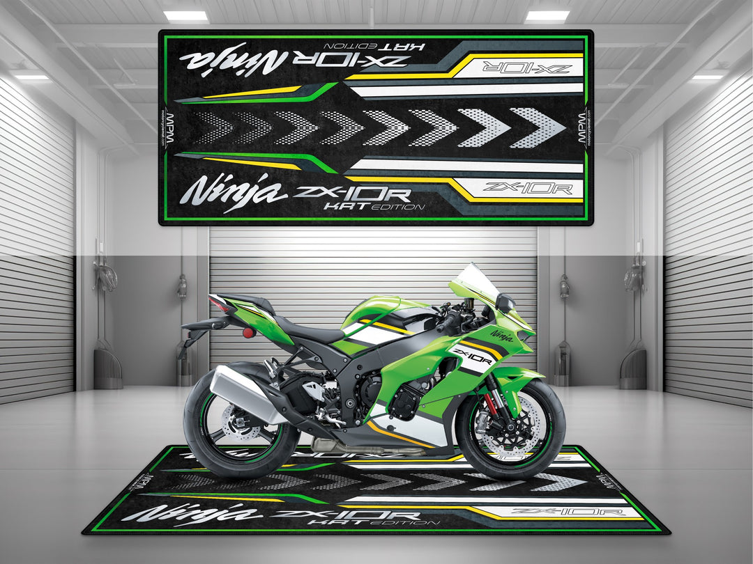 Kawasaki Ninja ZX-10R Halısı KRT Edition Lime Green – yeşil için üretilmiş motosiklet paspası
