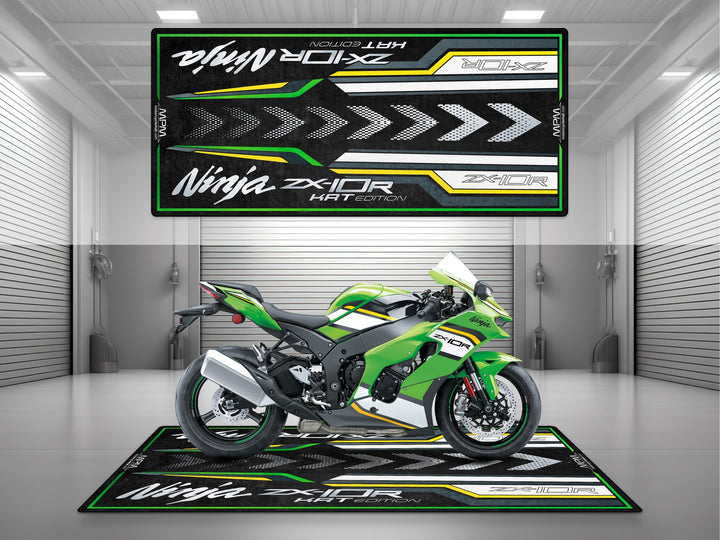 Kawasaki Ninja ZX-10R Halısı KRT Edition Lime Green – yeşil için üretilmiş motosiklet paspası
