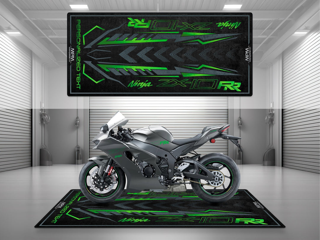 Ninja ZX10RR showroom halısı, pist hazırlığı ve yarış pisti için dayanıklı motosiklet matı
