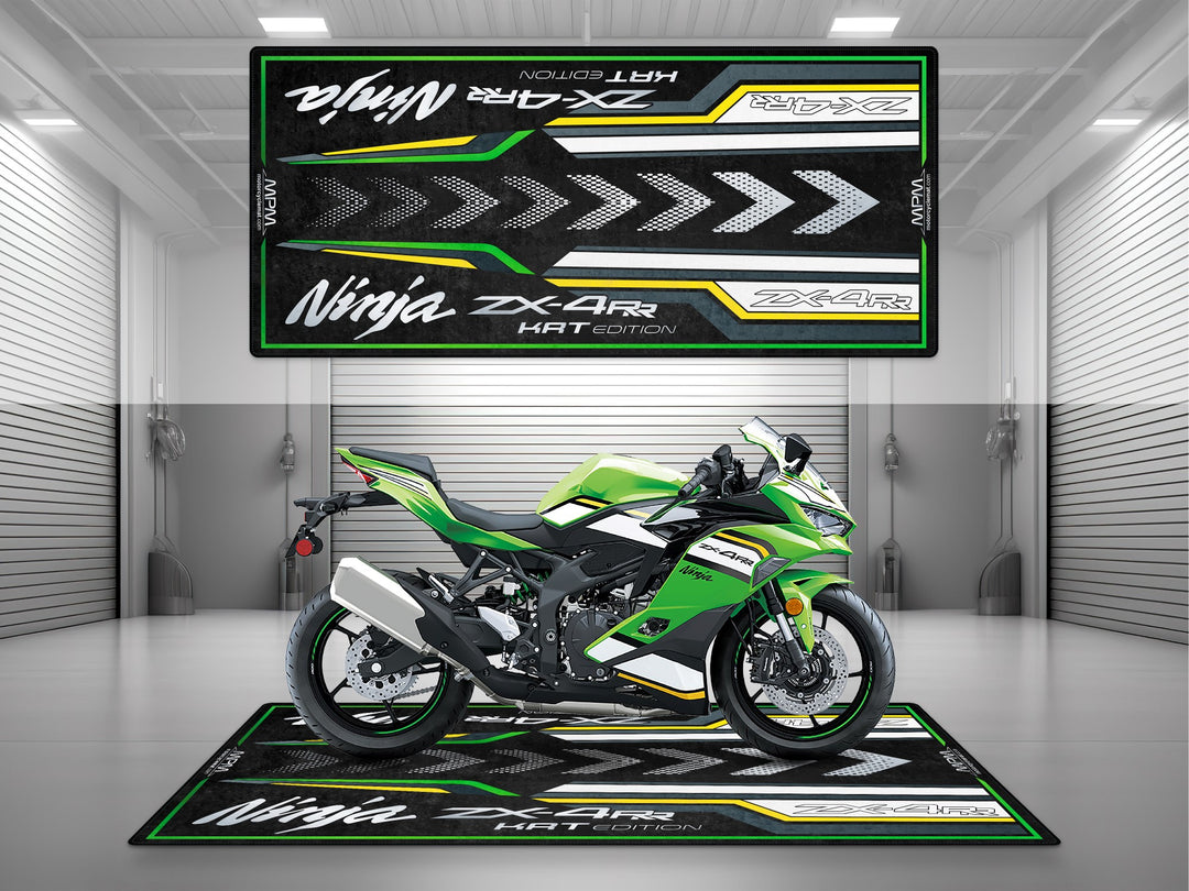 Kawasaki Ninja ZX-4RR KRT Edition Halısı – Lime Green motosiklet pit mat paspas
