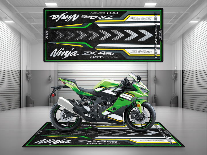Kawasaki ZX-4RR KRT Edition motosiklet paspası – kaymaz tabanlı showroom pit mat
