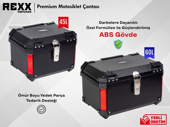 REXX TOPCASE PREMIUM - GÜÇLENDİRİLMİŞ ABS MOTOSİKLET ÇANTASI | UNIVERSAL